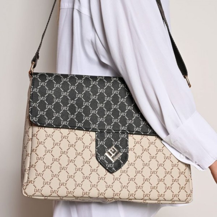 Irma Large Mosaic Bag | Beige/Black